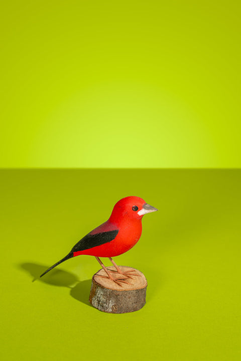 "Tiê-sangue" Hand-carved Brazilian Bird Ornament
