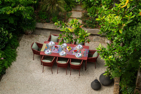 “Birds” Table Runner, Blue & Light Pink, 250 cm x 55 cm