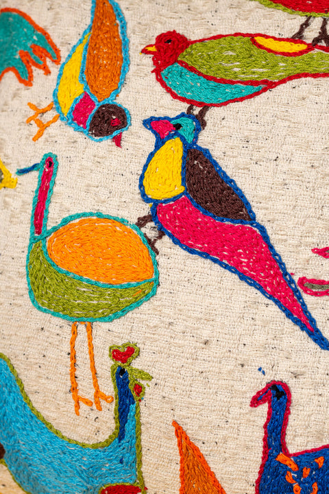 “Birds” in Off-White Bed Throw 220x150cm