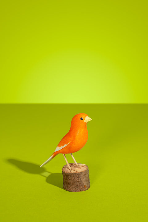 "Canário-belga" Hand-carved Brazilian Bird Ornament