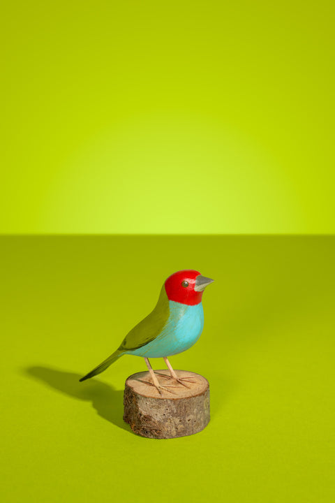 "Saira Cabeça Encarnada" Hand-carved Brazilian Bird Ornament