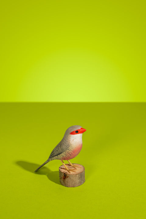 "Bico-de-lacre" Hand-carved Brazilian Bird Ornament