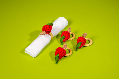 Cashew Napkin Ring, Set of 4, Red