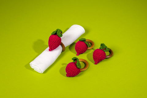Radish Napkin Ring, Set of 4, Red