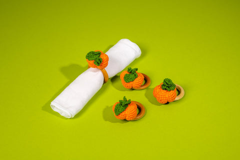 Pumpkin Napkin Ring, Set of 4, Orange