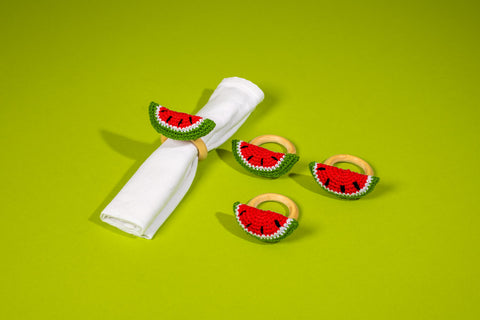 Watermelon Napkin Ring, Set of 4, Red