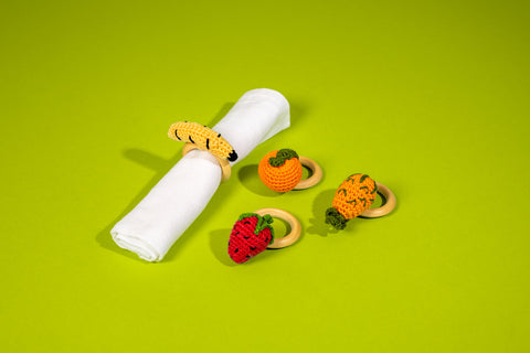 Fruit Salad Napkin Ring 2, Set of 4, Colourful
