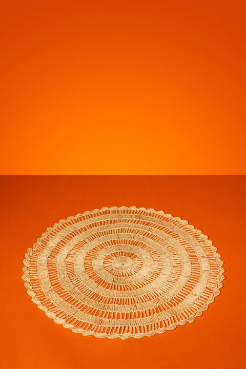 Round Crochet Buriti Placemats 40 cm, Natural