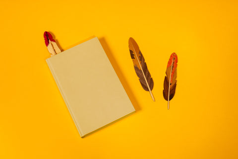 Handmade Feather Marquetry Bookmark, Yellow
