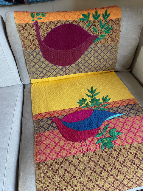 “Birds” Table Runner, Yellow, 220 cm x 60 cm