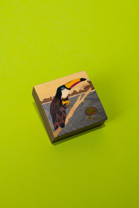 Toucan & River Marquetry Box