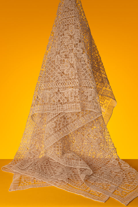 Handmade "Filé" Lace Tablecloth, Natural