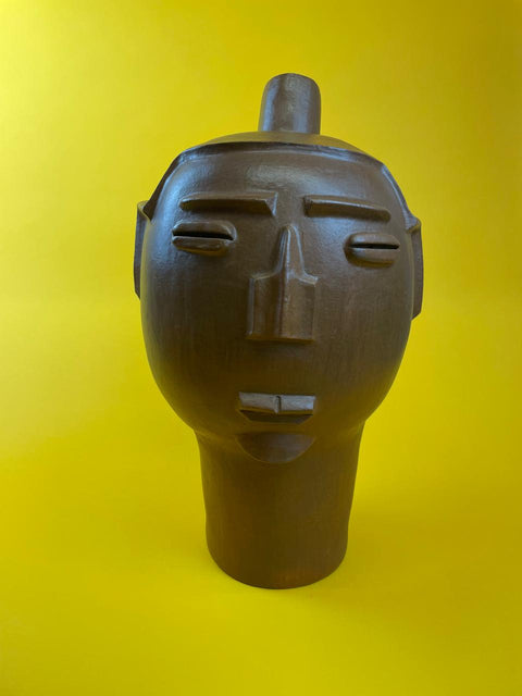 “Woman’s Head” Large Wooden Sculpture by artist Neguinha