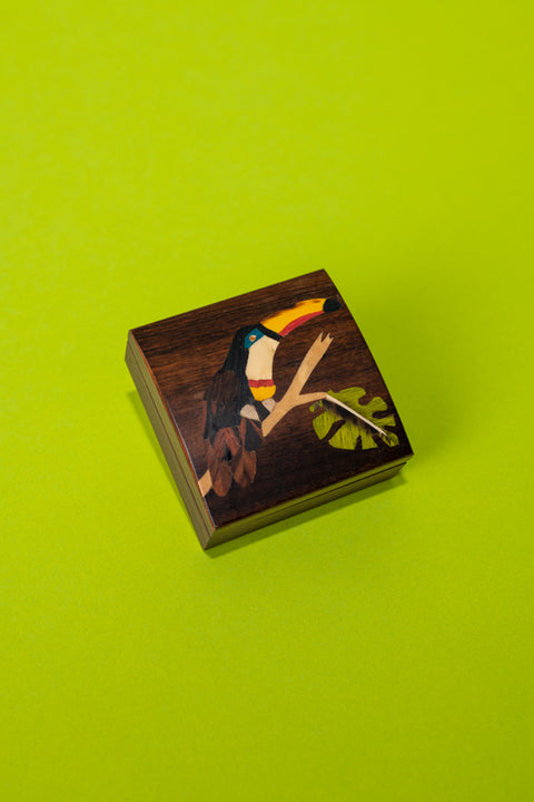 Toucan & Leaf Marquetry Box