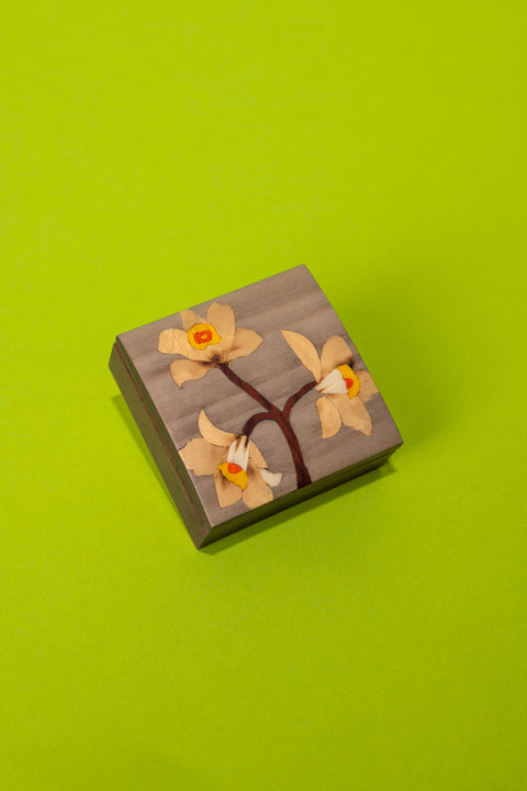 Three Orchids Marquetry Box