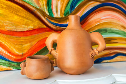 “Xamã” Tapajonic Ceramic Carafe and Cup Set Handcrafted by Jefferson Paiva
