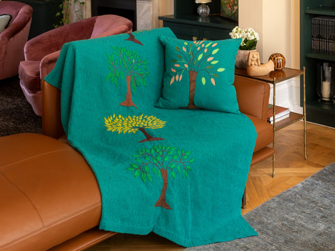 “Trees” in Green Sofa Throw