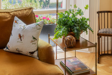 Hand Embroidered Linen Cushion One, 45cm x 45cm