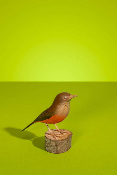 "Sabiá"-laranjeira Hand-carved Brazilian Bird Ornament