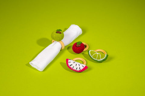 Fruit Salad Napkin Ring 1, Set of 4, Colourful