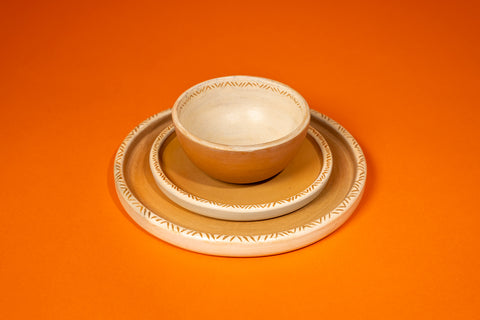 “Branco” Tapajonic Ceramic Cereal Bowls Handcrafted by Jefferson Paiva