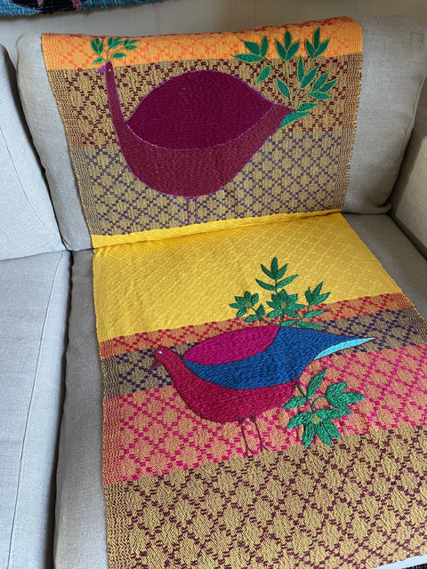 “Birds” Table Runner, Yellow, 220 cm x 60 cm