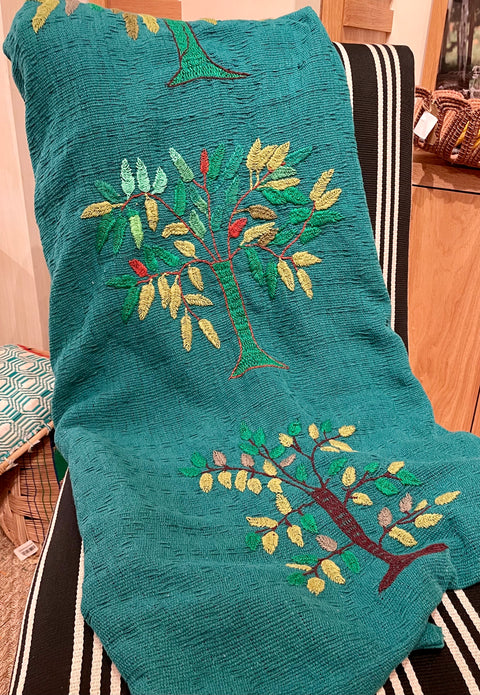 “Trees” in Green Sofa Throw